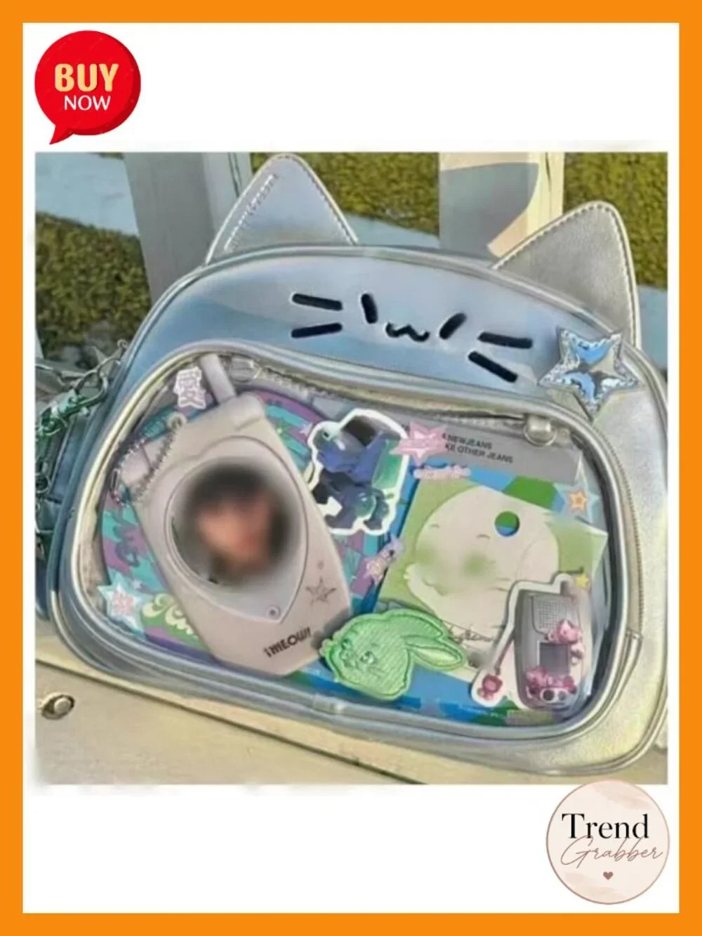 Cat Ita Bag Backpack PU Leather Pin Display School Bag Kawaii Anime Shoulder